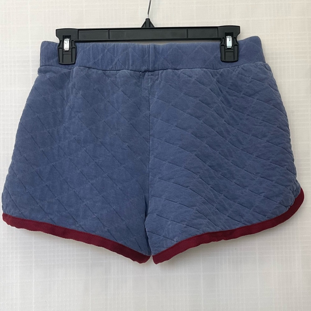 Sundry Quilted Blue Shorts with Burgundy Trim - Picture 2 of 5
